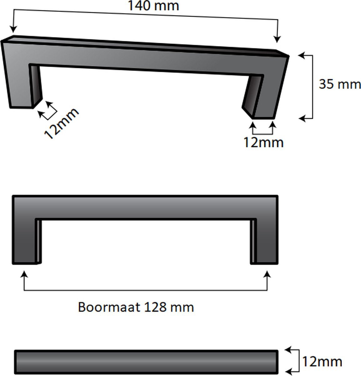 Dallas 128 mm Edelstahl Schwarz Set 10