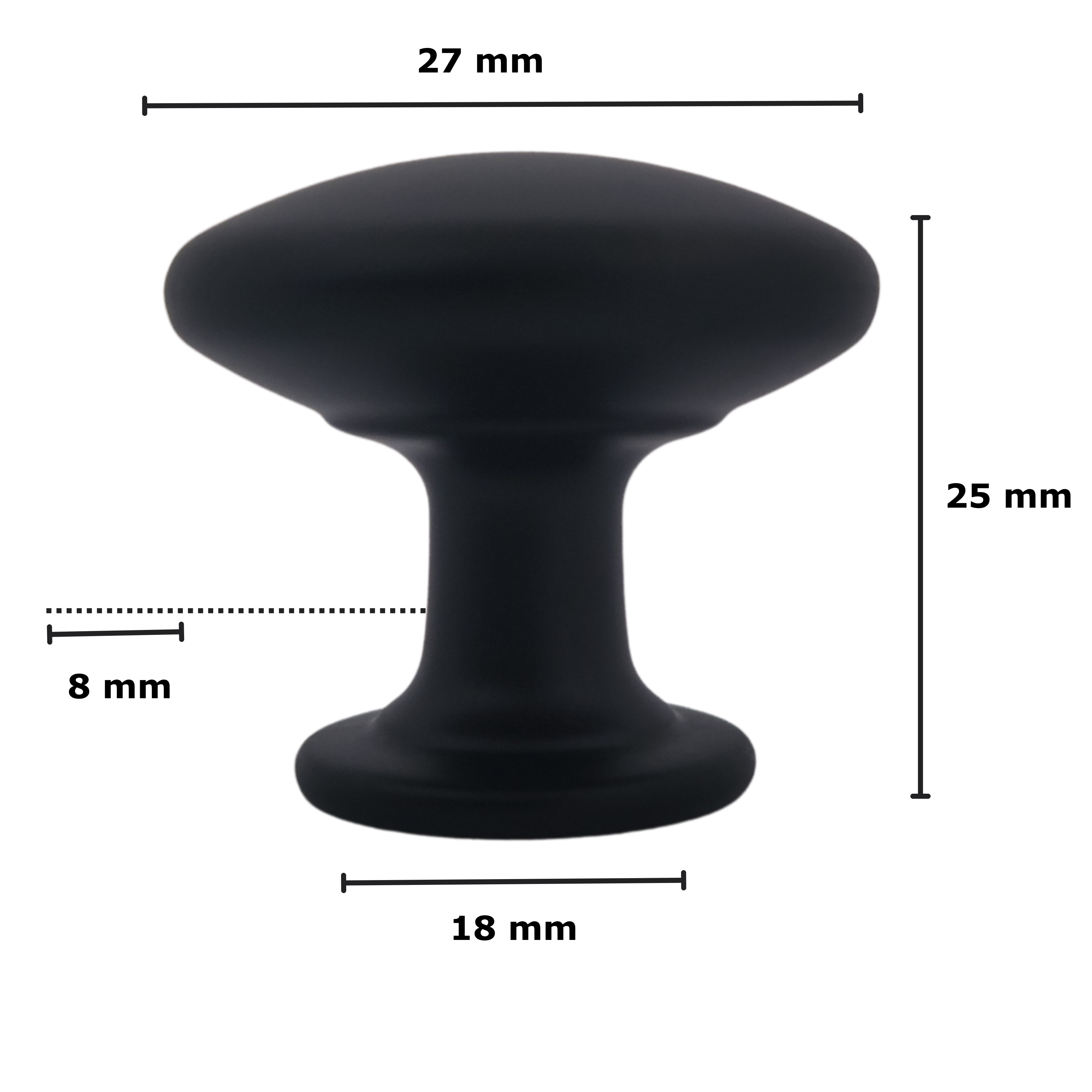 Doorknob black round diameter 29 mm