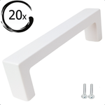 20X Handgreep 128mm RVS Wit Atlanta met afgeronde vorm, inclusief 40 bevestigingsschroeven