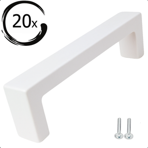 20X Handgreep 128mm RVS Wit Atlanta met afgeronde vorm, inclusief 40 bevestigingsschroeven
