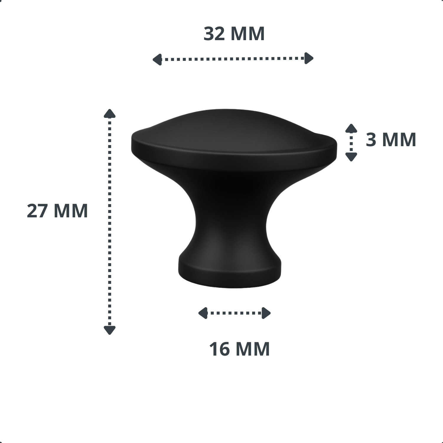 Deurknop 32mm Zwart – Rapid - BY MJM - GMJ93