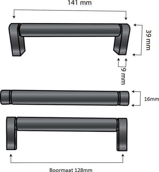 Handgreep 128mm RVS Goud – Miami - BY MJM - GMJ31