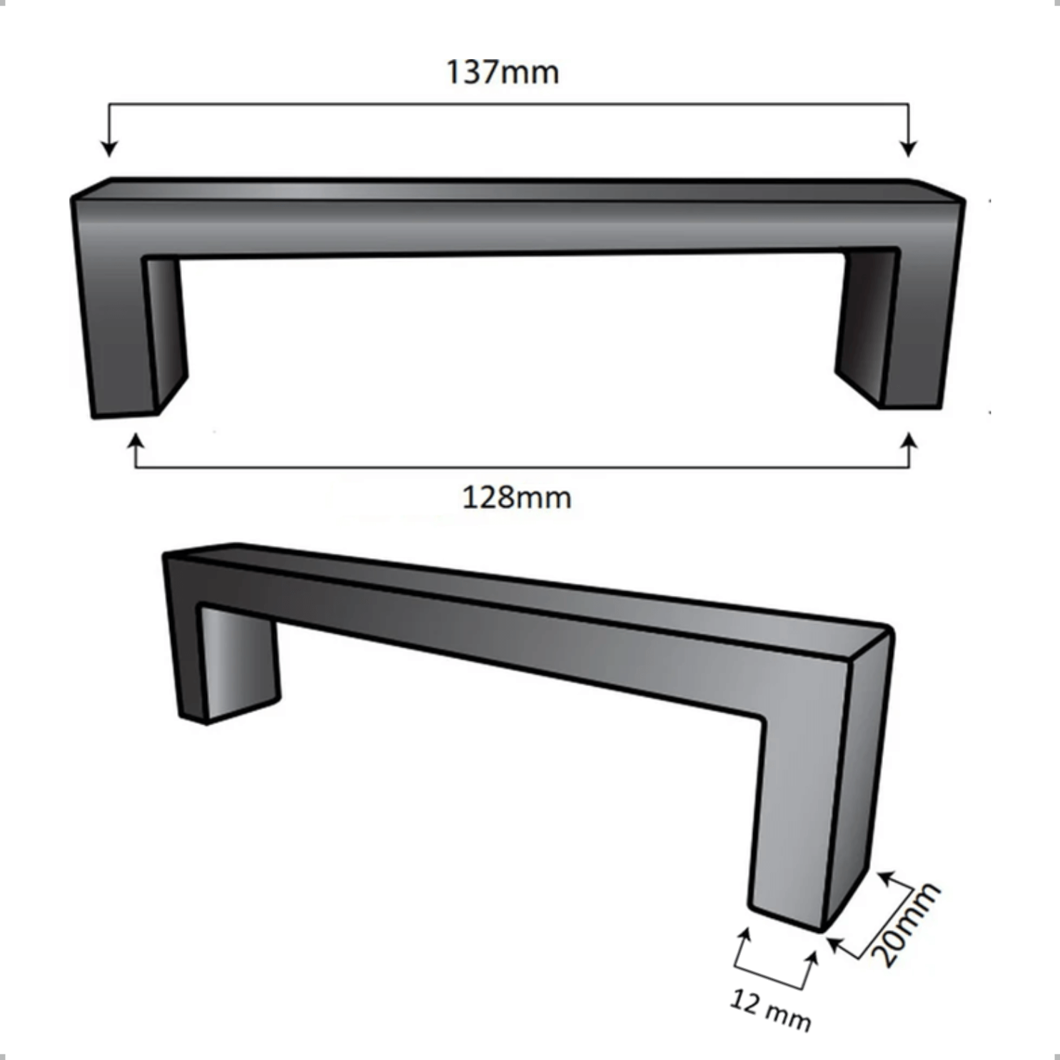 Handgreep 128mm RVS Zwart – Atlanta - BY MJM - GMJ05