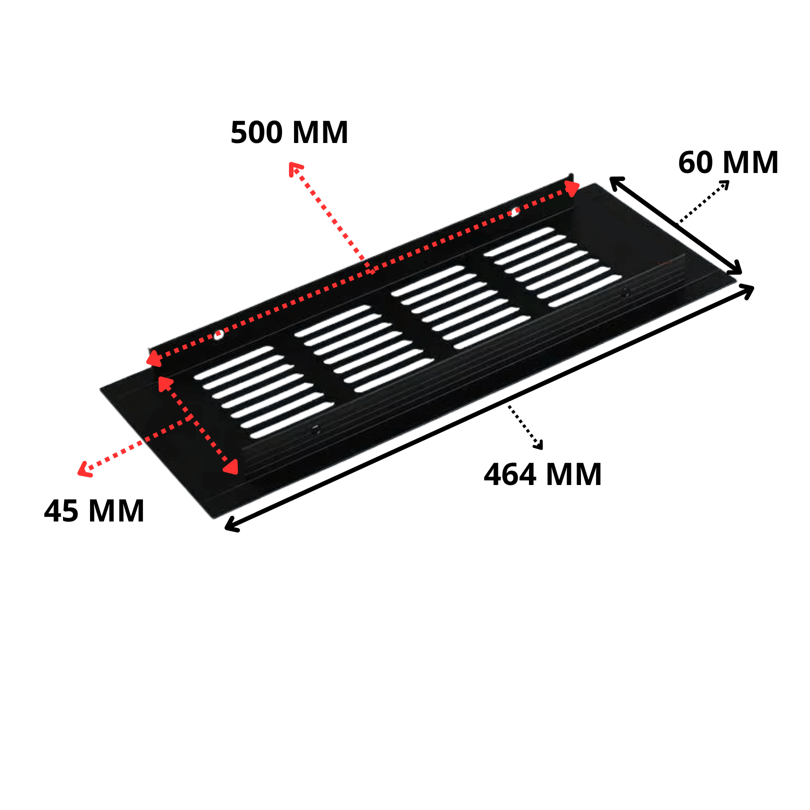 Ventilatierooster Zwart 500x60 Aluminium - BY MJM - MM04